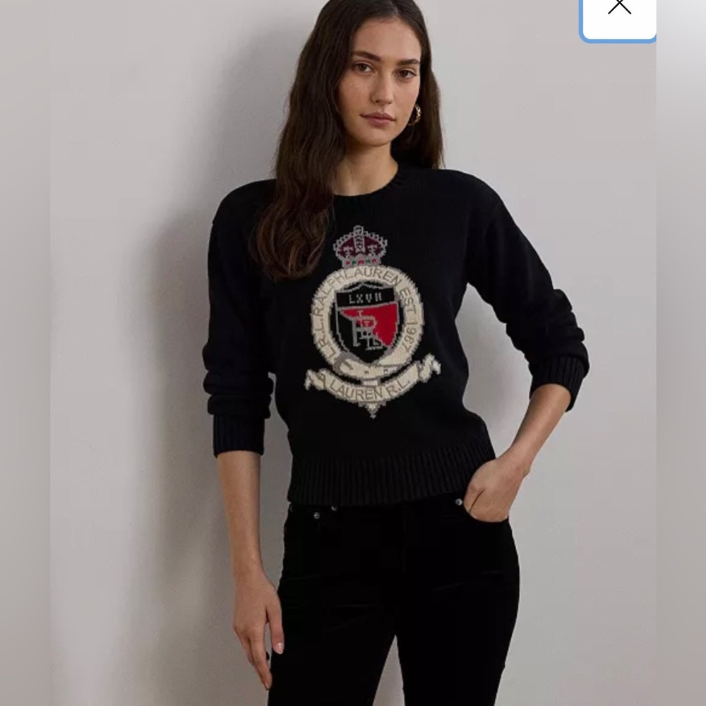 Lauren Ralph Lauren Women's Intarsia-Knit Crest Cotton Sweater